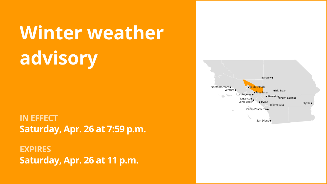 Winter weather advisory issued for Los Angeles County until Saturday ...
